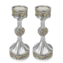Silver Plated Tea Light Candlesticks with Golden Highlights - Jerusalem - 2