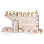 Jerusalem Stone Hanukkah Menorah with Cut-Out 10 Commandments - Mosaic - 1