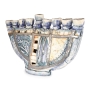 Handmade Ceramic Hanukkah Menorah With Sterling Silver Coating - 3