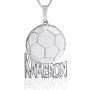 Sterling Silver Soccer Ball English / Hebrew Name Necklace - 2