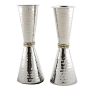 Stainless Steel Hammered Hourglass Candlesticks - 1