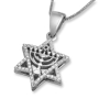Star of David and Menorah 14K Gold Diamond Pendant  - 2