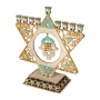Luxurious Star of David Hanukkah Menorah With Hamsa and Choshen Motifs  - 4
