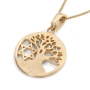 14K Gold Tree of Life and Star of David Pendant Necklace (Choice of Color) - 3