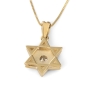 Deluxe 14K Yellow Gold & Blue Enamel Star of David Children's Pendant Necklace With White Diamond  - 4