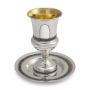 Handcrafted Stemmed Sterling Silver Kiddush Cup with Filigree Design - 2
