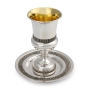 Handcrafted Stemmed Sterling Silver Kiddush Cup With Refined Filigree Design By Traditional Yemenite Art - 1