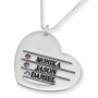 Sterling Silver English / Hebrew up to Four Kids' Names Heart Mom Necklace with Birthstones - Color Option - 1