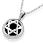 Sterling Silver and Opal/Onyx Stone Star of David Necklace - 4