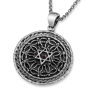 Sterling Silver Decorative Gam Ki Elech with Star of David Necklace with Choice of Turquoise/Garnet Stone - 2