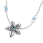 Sterling Silver Flower Necklace with Opal Stone - 1