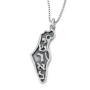 Sterling Silver Map of Israel Necklace with Yisrael Inscription - 2