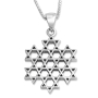 Sterling Silver Stars of David Pendant Necklace - Compound Star - 2
