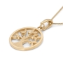 Stylish 14K Gold Round Tree of Life Pendant Necklace (Choice of Colors) - 6