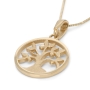 Stylish 14K Gold Round Tree of Life Pendant Necklace (Choice of Colors) - 5