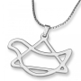 Stylish Sterling Silver Star of David and Dove of Peace Pendant - 1