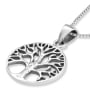 Sterling Silver Round Pendant Necklace With Tree of Life Design (For Both Men & Women) - 5