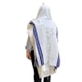 Talitnia Traditional Pure Wool Tallit - Blue with silver stripes - 4