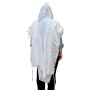 Talitnia Traditional White Pure Wool Tallit (Prayer Shawl) - 5