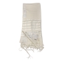 Talitnia Traditional Pure Wool Jewish Wedding Tallit - White and Silver Stripes - 6