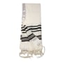 Talitnia Traditional Pure Wool Tallit. Black with silver stripes - 7