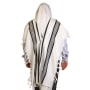 Talitnia Traditional Pure Wool Tallit. Black with silver stripes - 1