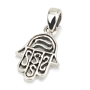 Chic Sterling Silver Hamsa Pendant Necklace With Ornate Design - 2