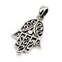 925 Sterling Silver Hamsa Pendant Necklace With Ornate Design - 1