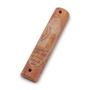 Red Jerusalem Stone Mezuzah Case With Tower of David Design (Choice of Sizes) - 1