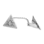 Traditional Yemenite Art Handcrafted Triangular Sterling Silver Menorah Tallit Clips with Filigree Design - 3