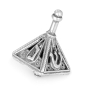 Traditional Yemenite Art Handcrafted Small Sterling Silver Triangular Dreidel With Filigree Design - 1