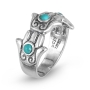 Designer Sterling Silver and Turquoise Stone Hamsa Ring - 3