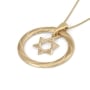 14K Gold Star of David Pendant Necklace With Twist Design (Choice of Color) - 3
