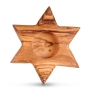 Pair of Olive Wood Candle Holders - Star of David (Large) - 3