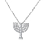 18K Gold Menorah Pendant Necklace With White Diamonds By Yaniv Fine Jewelry - 2