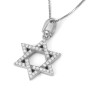 Diamond-Accented 14K White Gold Interlocking Star of David Pendant Necklace  - 2