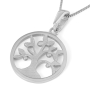 Stylish 14K Gold Round Tree of Life Pendant Necklace (Choice of Colors) - 7