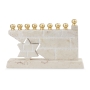 Star of David White Jerusalem Stone Hanukkah Menorah - 1