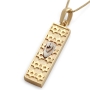 14K Gold Star of David Mezuzah Case Pendant Necklace With Hebrew Letter Shin (Choice of Colors) - 2
