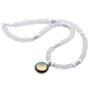 Woman of Valor: Silver Necklace with Large Opalite Stone Dome - 3