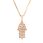 Yaniv Fine Jewelry Delicate Hamsa Pendant with Diamonds - 7