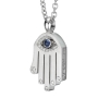 18K Gold Diamond Hamsa and Evil Eye Pendant Necklace with Sapphire Stone (Choice of Colors) - 5