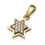 18K Gold Double Star of David Women's Pendant With Diamonds - 3