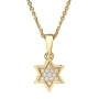 18K Gold Double Star of David Women's Pendant With Diamonds - 4