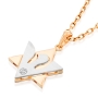 18K Gold Unisex Star of David & Dove of Peace Diamond Pendant (Choice of Color) - 9