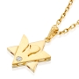 18K Gold Unisex Star of David & Dove of Peace Diamond Pendant (Choice of Color) - 7