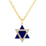 Yaniv Fine Jewelry 18K Gold Deconstructed Star of David Pendant with Diamonds and Lapis Lazuli - Color Option - 2