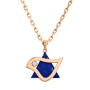 18K Gold Star of David Dove Pendant with Diamond & Lapis Lazuli - 6