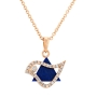 18K Gold Star of David & Dove of Peace Pendant with Lapis Stone and Diamonds - 6