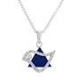 18K Gold Star of David & Dove of Peace Pendant with Lapis Stone and Diamonds - 4